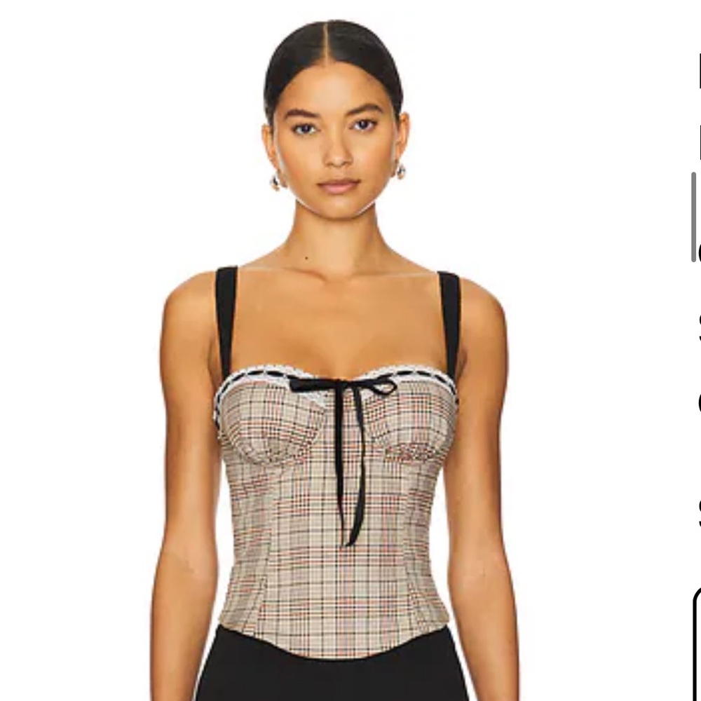 More to Come Flora Corset Plaid Top